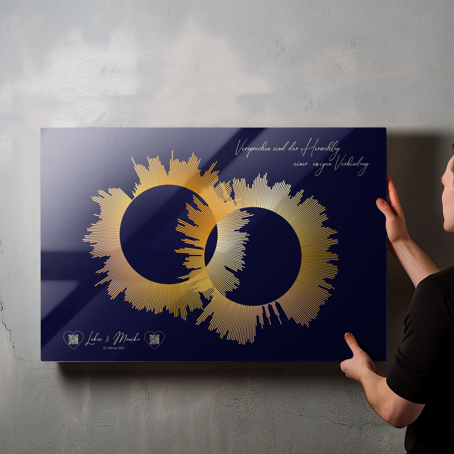 Soundwave Art, Audio vom Ehegelübdnis, Hochzeitsgeschenk - Acrylprint auf Metall
