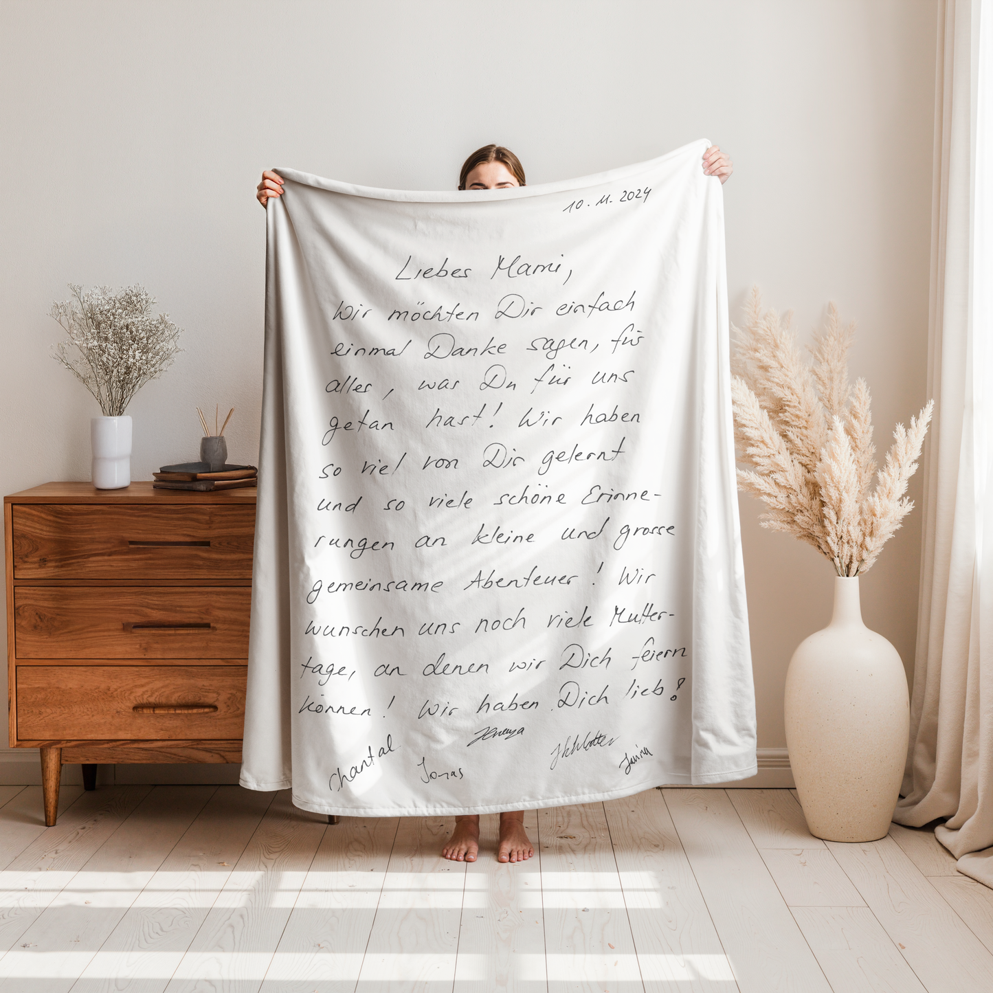 Kuscheldecke mit Kinderzeichnung, Text oder Design