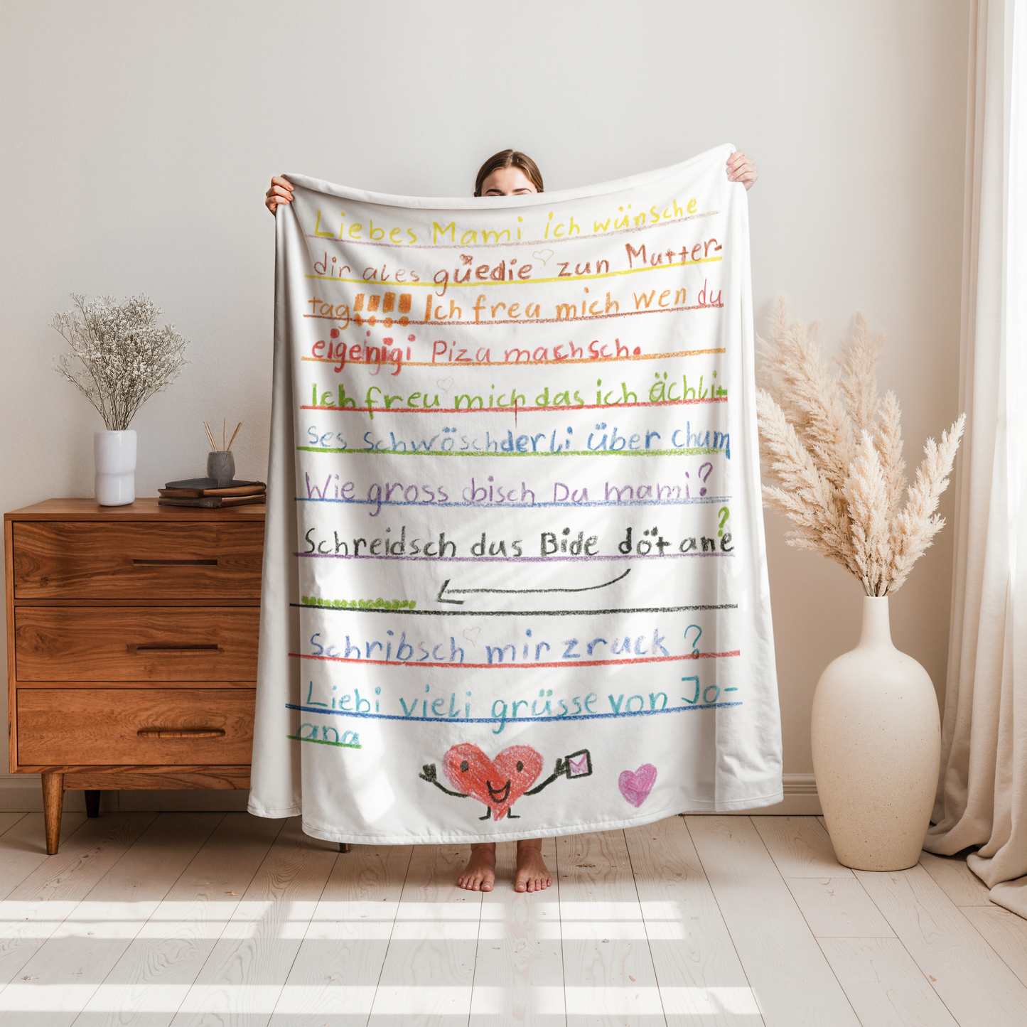 Kuscheldecke mit Kinderzeichnung, Text oder Design