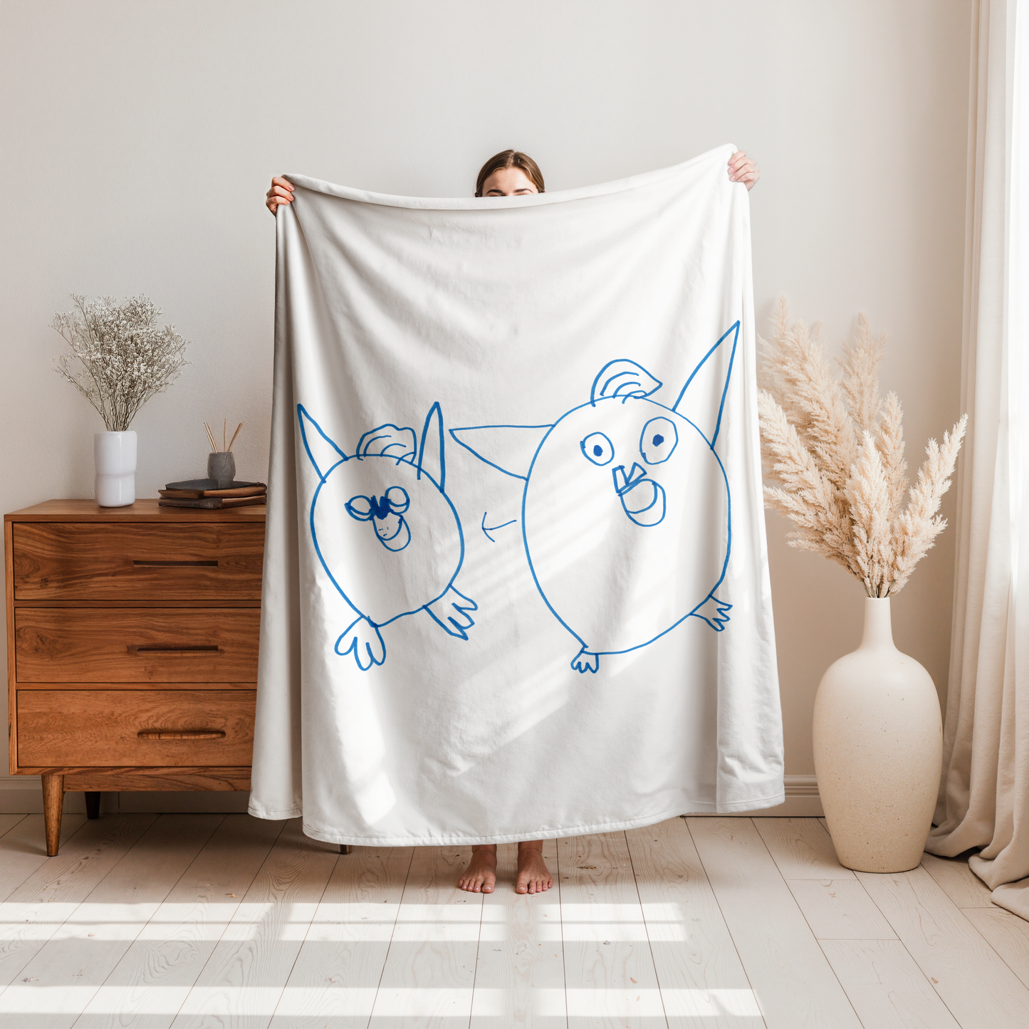 Kuscheldecke mit Kinderzeichnung, Text oder Design
