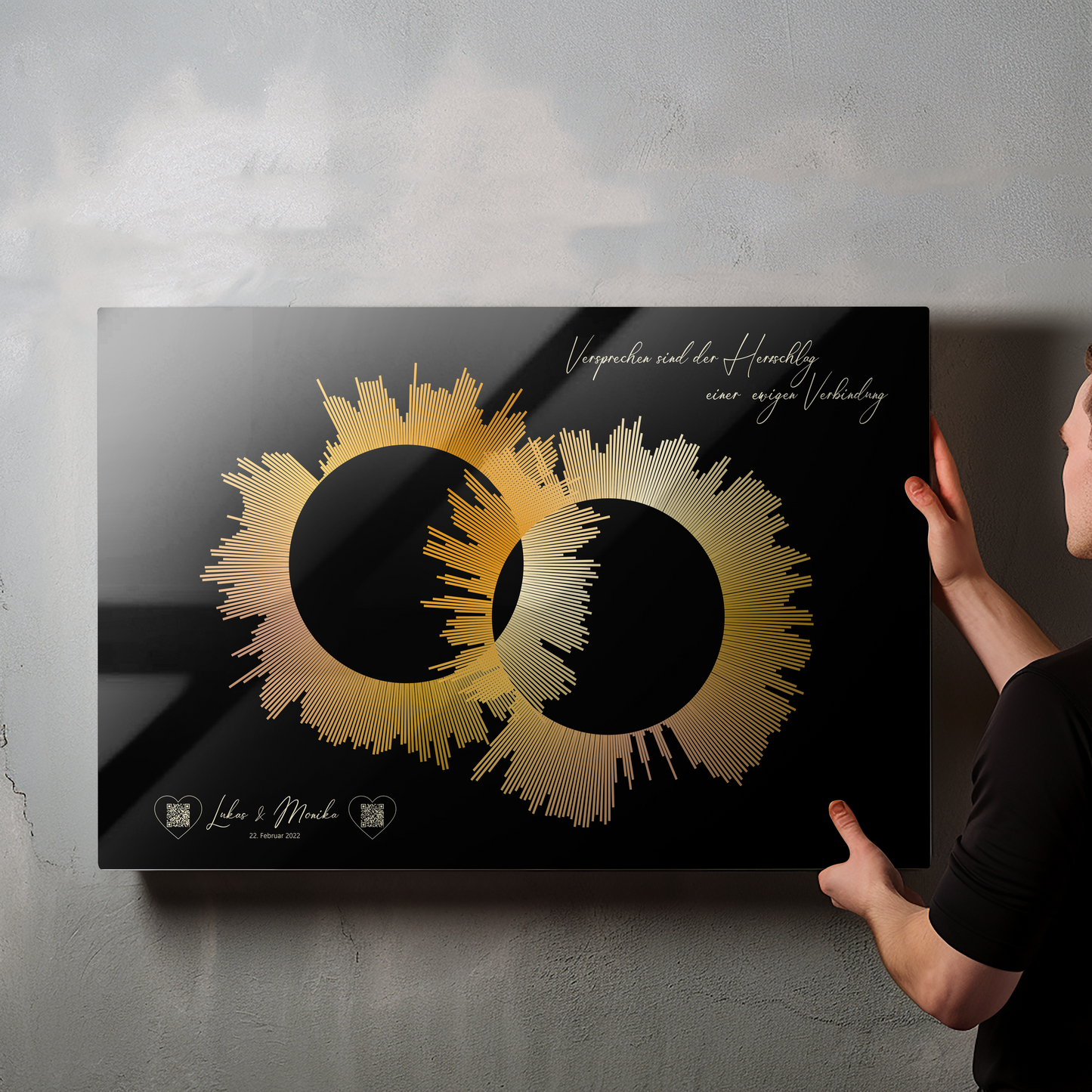 Soundwave Art, Audio vom Ehegelübdnis, Hochzeitsgeschenk - Acrylprint auf Metall