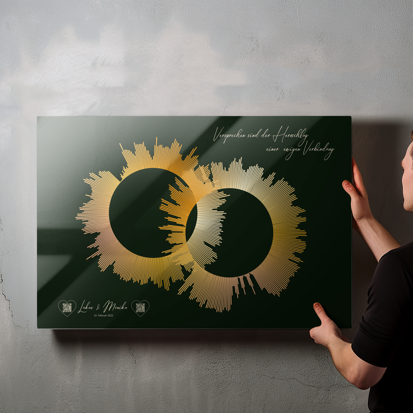 Soundwave Art, Audio vom Ehegelübdnis, Hochzeitsgeschenk - Acrylprint auf Metall