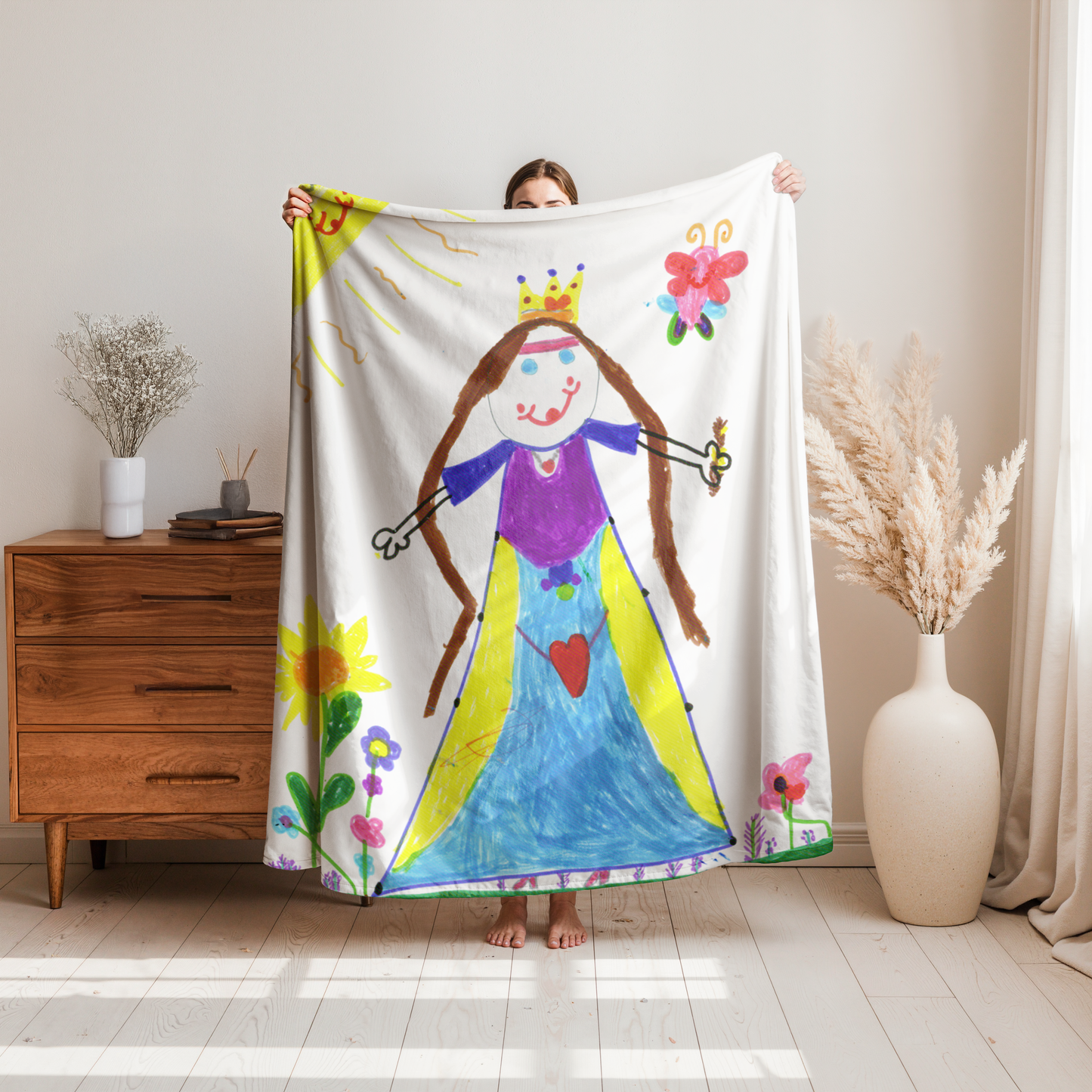 Kuscheldecke mit Kinderzeichnung, Text oder Design
