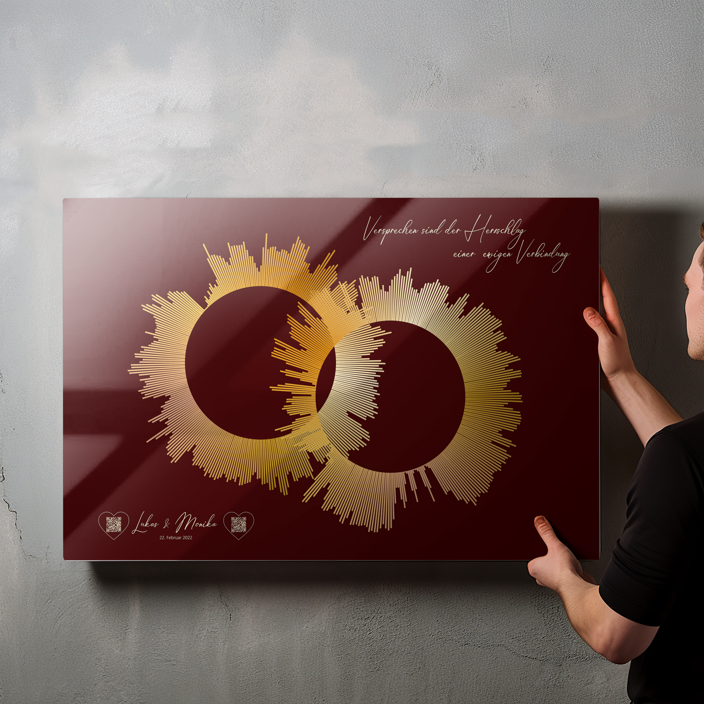 Soundwave Art, Audio vom Ehegelübdnis, Hochzeitsgeschenk - Acrylprint auf Metall