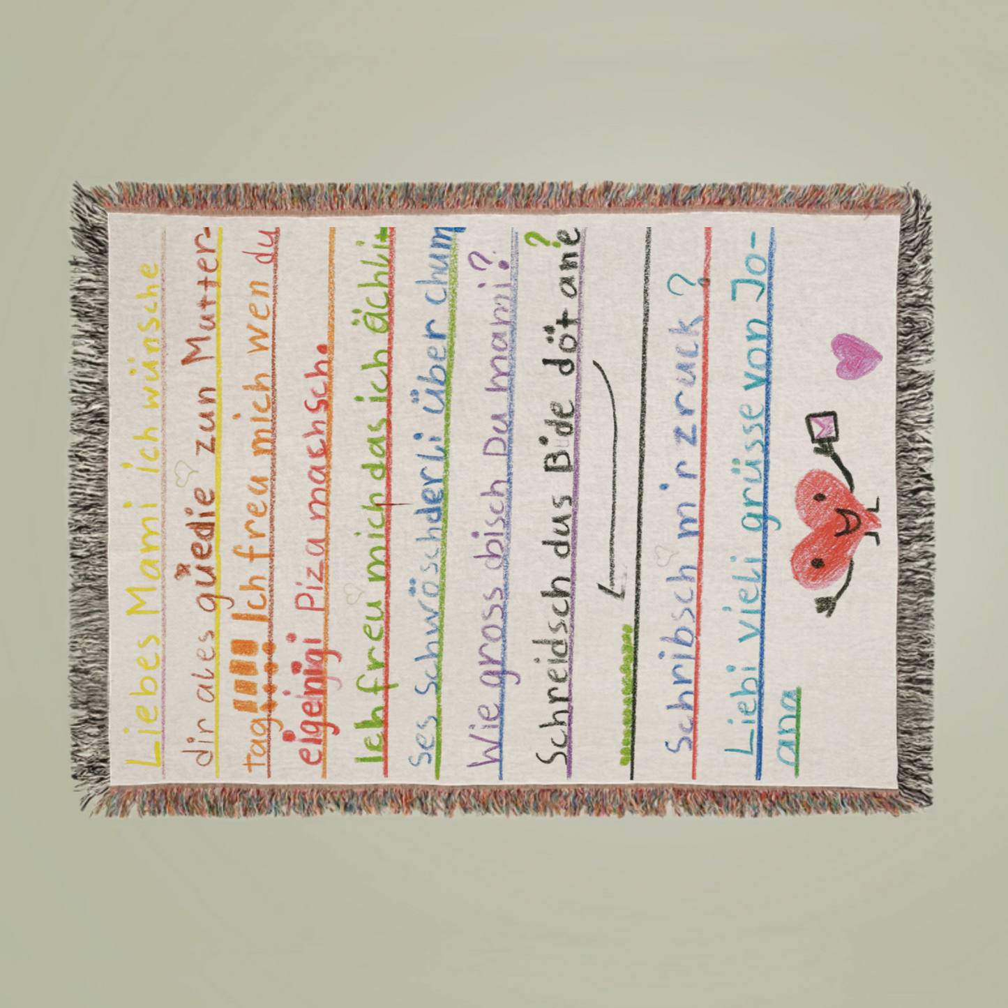 Kinderzeichnung, Text oder Design - gewebte Decke