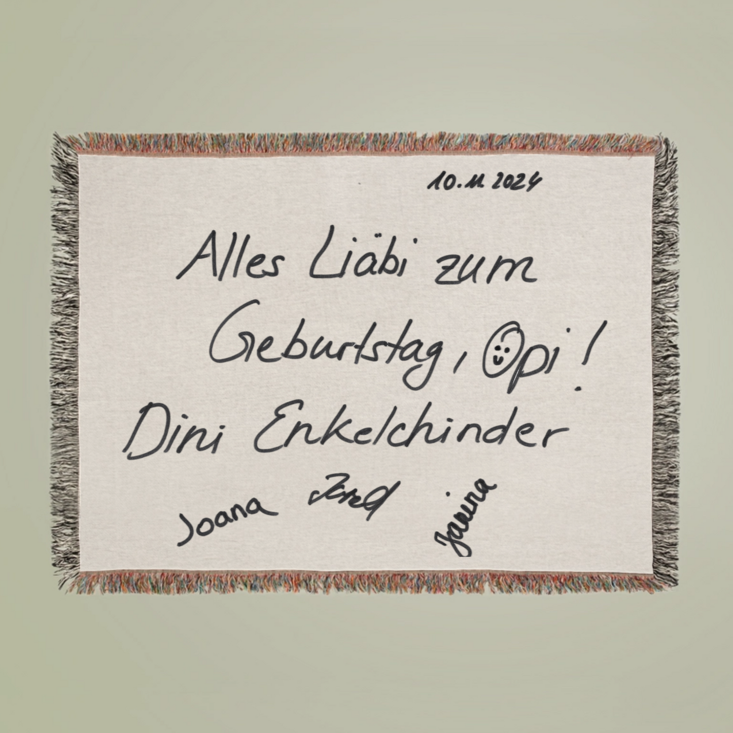 Kinderzeichnung, Text oder Design - gewebte Decke