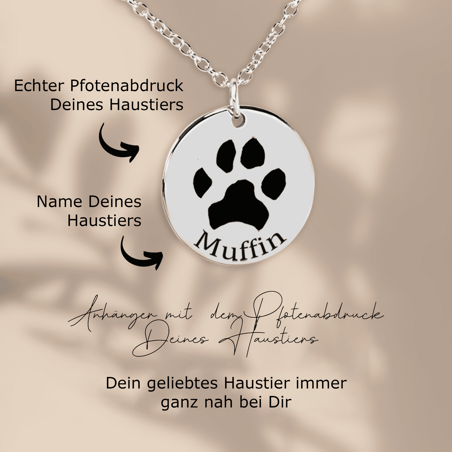 Halskette mit echtem Pfotenabdruck Deines Haustiers