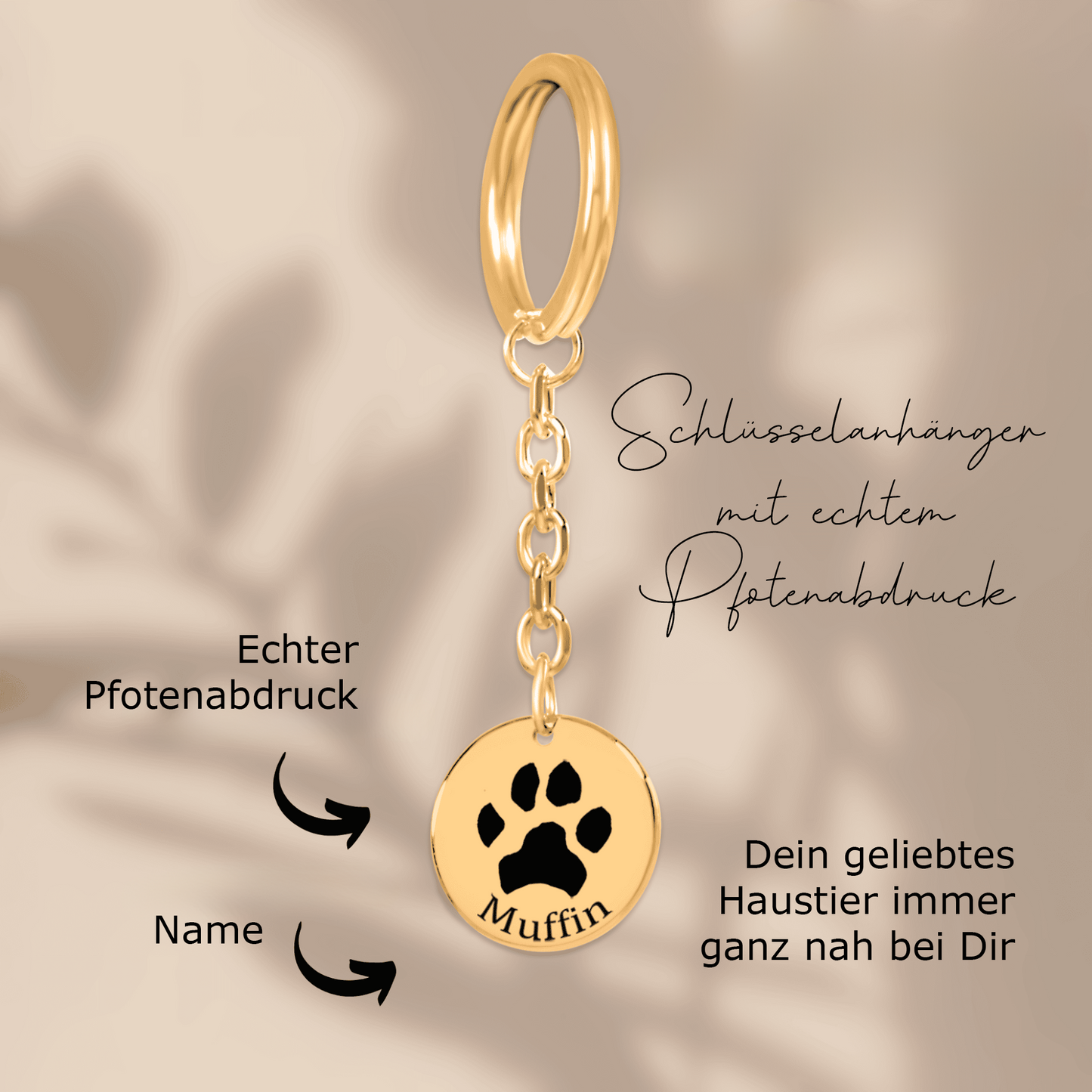 Schlüsselanhänger mit echtem Pfotenabdruck Deines Haustiers