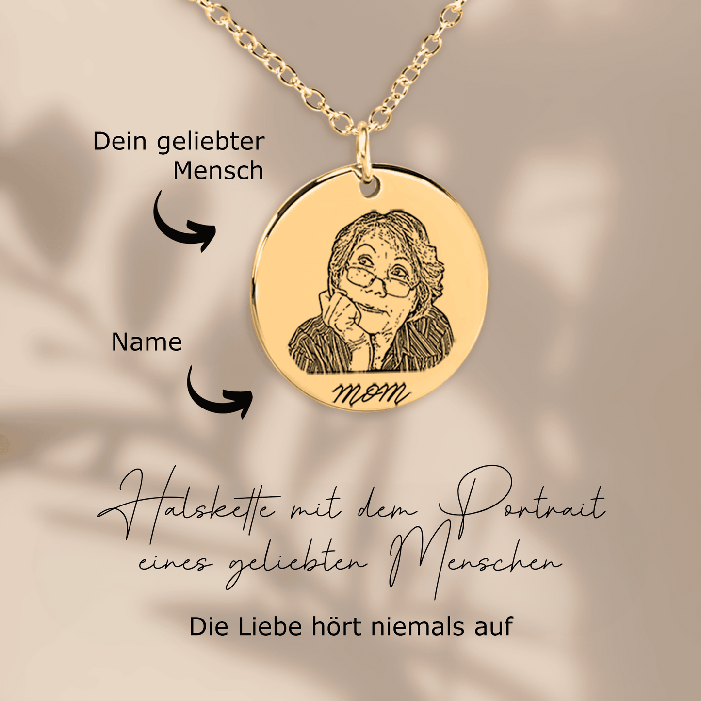 Halskette mit dem Porträt eines geliebten Menschen