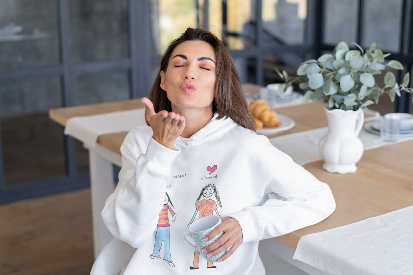 Damen T-Shirt mit Kinderzeichnung, Text oder Design
