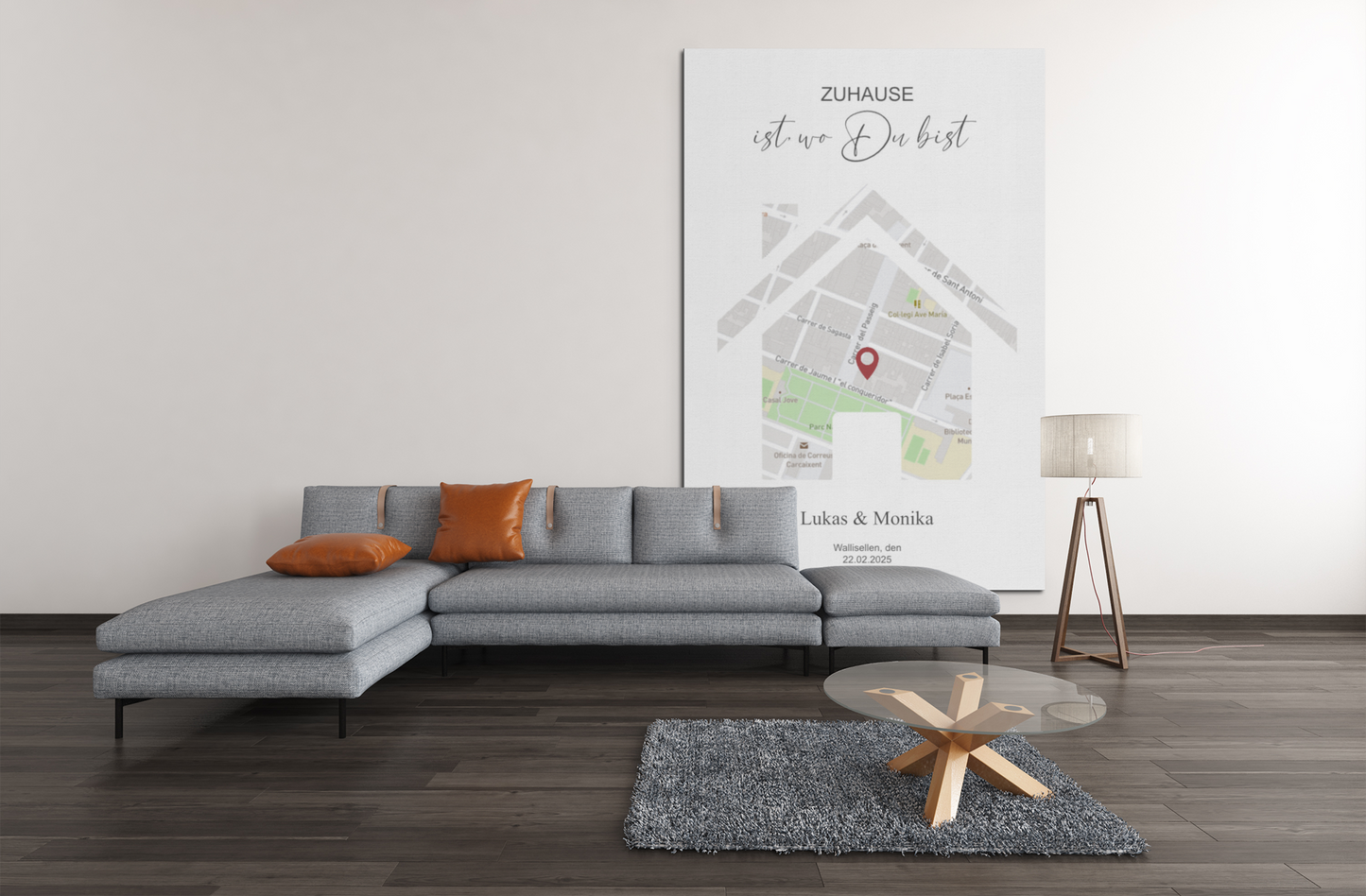 Zuhause ist, wo Du bist - Google Maps - Acrylprint auf Metall