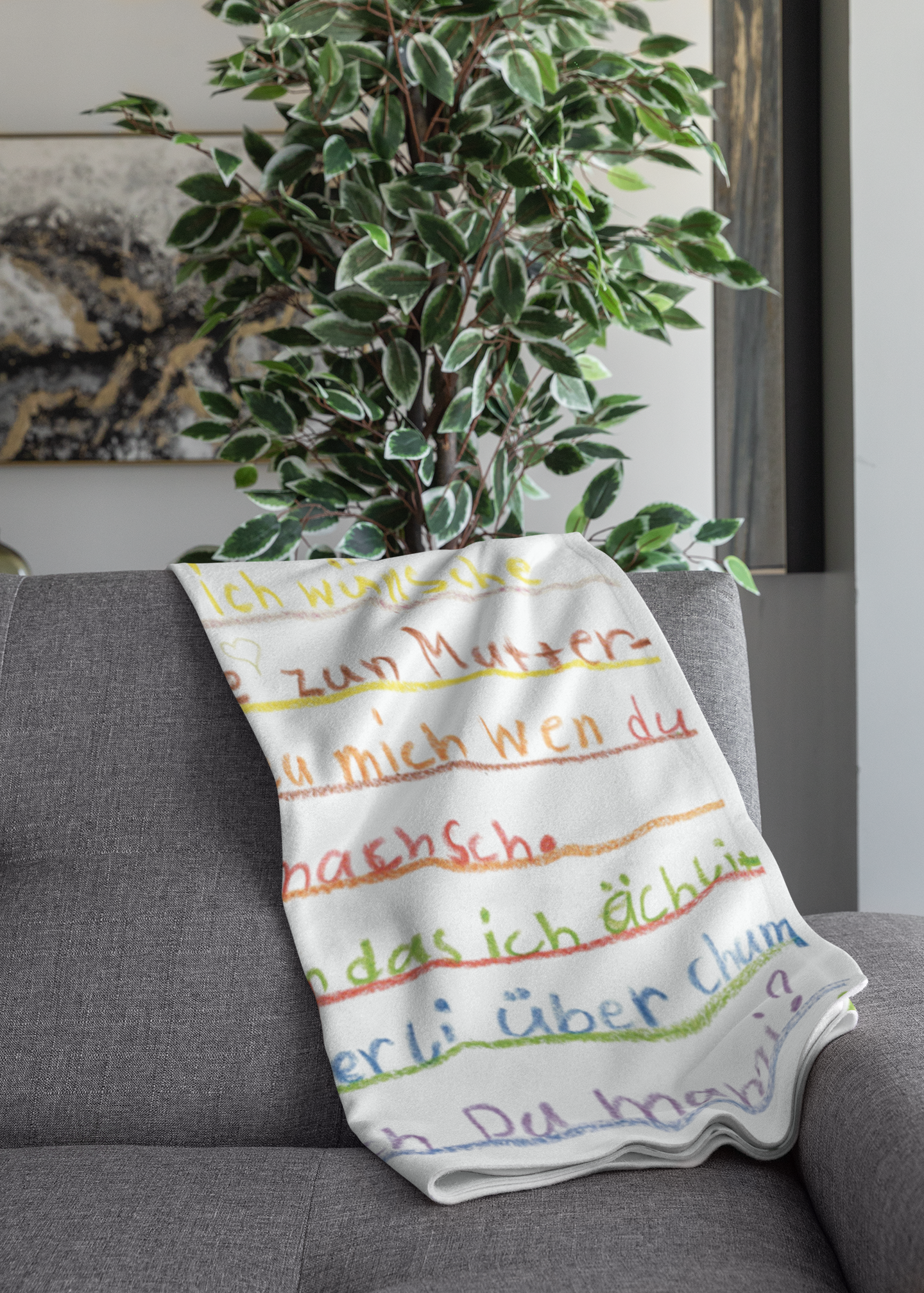 Kuscheldecke mit Kinderzeichnung, Text oder Design