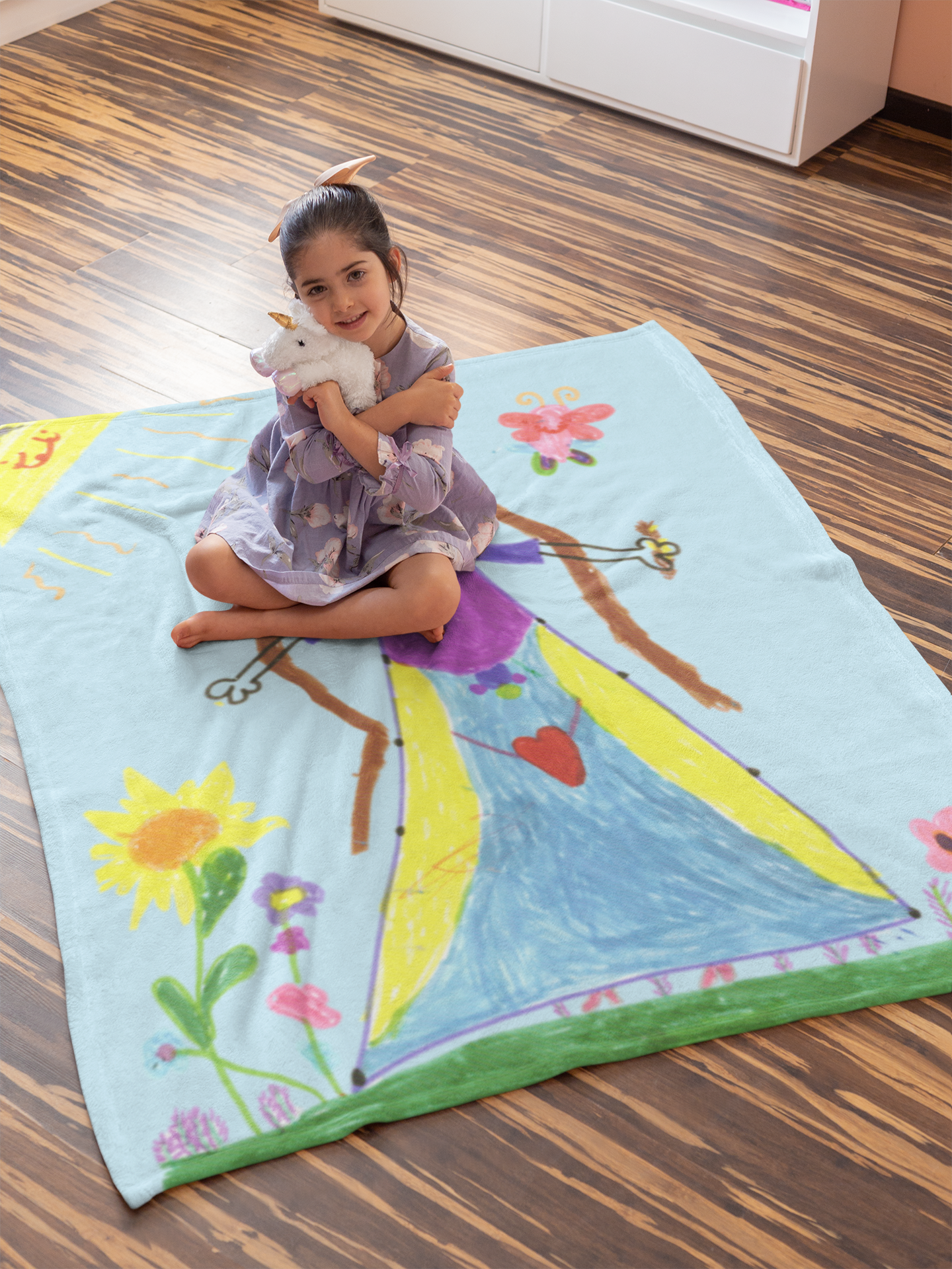 Kuscheldecke mit Kinderzeichnung, Text oder Design