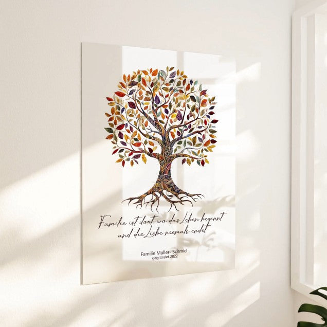 Baum des Lebens mit Familiennamen und Datum