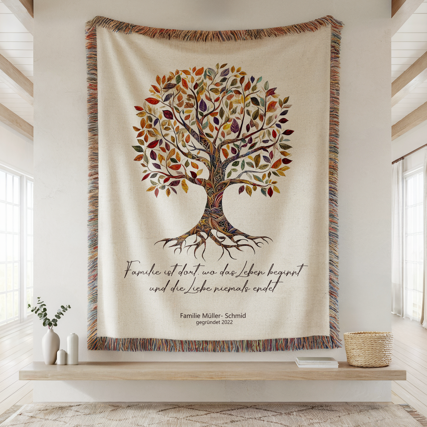 Baum des Lebens - personalisierbare gewebte Decke