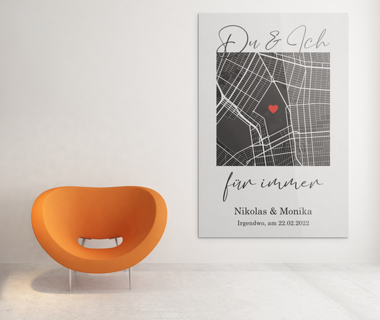 ALT_Unser erstes Date - Google Maps - Acryldruck auf Metall