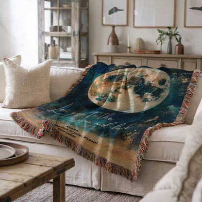 Love you to the moon and back - personalisierbare gewebte Decke