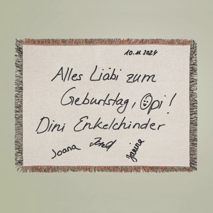 Kinderzeichnung, Text oder Design - gewebte Decke