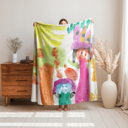 Kuscheldecke mit Kinderzeichnung, Text oder Design
