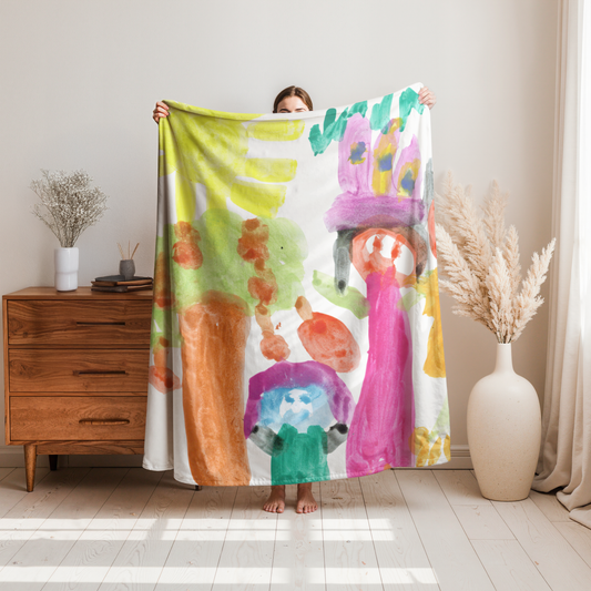 Kuscheldecke mit Kinderzeichnung, Text oder Design