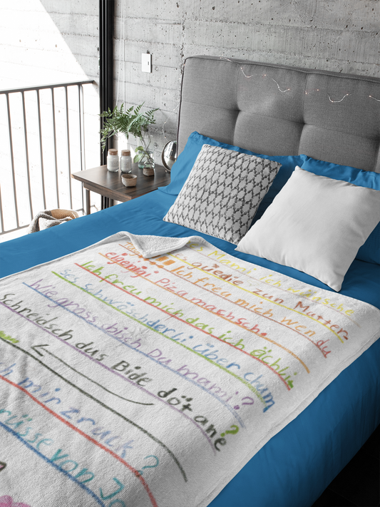Kuscheldecke mit Kinderzeichnung, Text oder Design