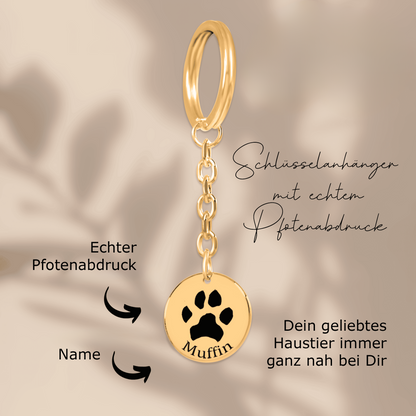 Schlüsselanhänger mit echtem Pfotenabdruck Deines Haustiers