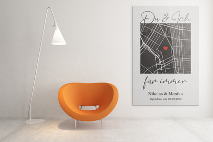 ALT_Unser erstes Date - Google Maps - Acryldruck auf Metall