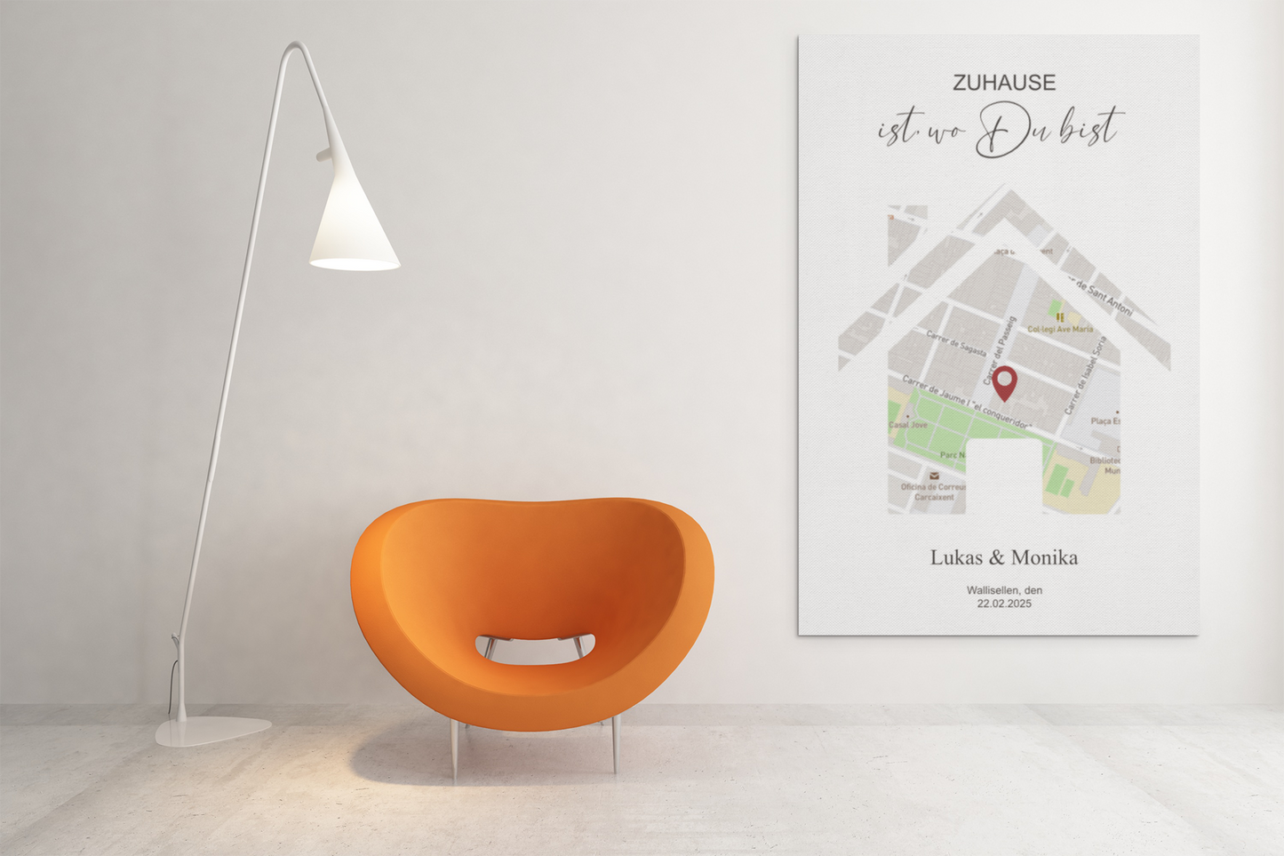 Zuhause ist, wo Du bist - Google Maps - Acrylprint auf Metall