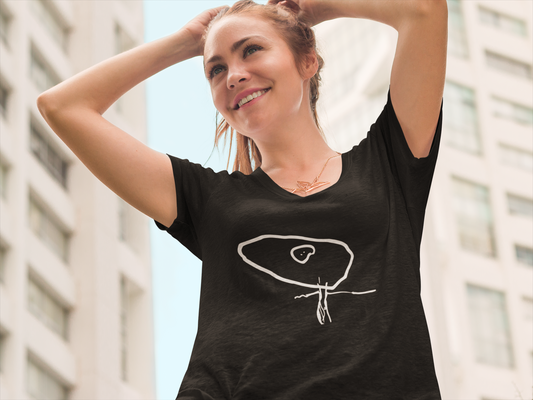 Damen T-Shirt mit Kinderzeichnung, Text oder Design